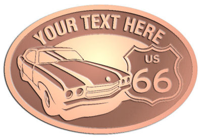 Custom Crest - customized and personalized your way - Car designs - US route 66 - vintage cars - classic cars - corvette - your text, route 66, route sixty six, route sixty-six, historic highway, historic road, mother road, transportation