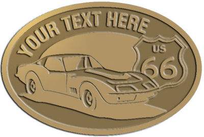 Custom Crest - customized and personalized your way - Car designs - US route 66 - vintage cars - classic cars - corvette - sports car - your text, route 66, route sixty six, route sixty-six, historic highway, historic road, mother road, transportation