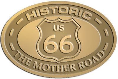 Custom Crest - customized and personalized your way - Route 66 - US 66 - historic - the mother road, route 66, route sixty six, route sixty-six, historic highway, historic road, mother road, metal