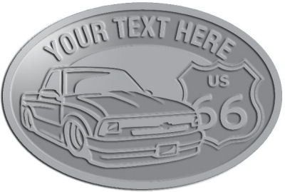Custom Crest - customized and personalized your way - Truck designs - US route 66 - vintage trucks - classic trucks - trucks - pickup - your text, route 66, route sixty six, route sixty-six, historic highway, historic road, mother road