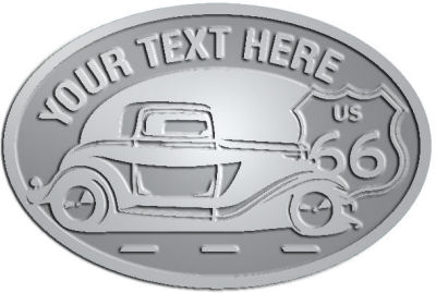 Custom Crest - customized and personalized your way - Car designs - US route 66 - vintage cars - classic cars - truck - pickup - your text, route 66, route sixty six, route sixty-six, historic highway, historic road, mother road, transportation