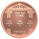 Ace Recognition Copper Buckle, Coin, KeyTag, Lapel, Medal, Pendant, Plaque - with your text and logo - greek pillars, greek temples, laurel, greek motifs