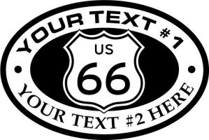 Custom pewter or zinc Crest - customized and personalized your way - Route 66 - US 66 - your text, route 66, route sixty six, route sixty-six, historic highway, historic road, mother road, metal