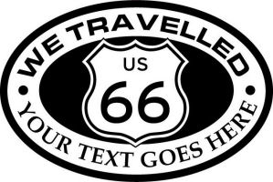 Custom pewter or zinc Crest - customized and personalized your way - Route 66 - US 66 - your text - we travelled, route 66, route sixty six, route sixty-six, historic highway, historic road, mother road, metal
