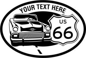Custom pewter or zinc Crest - customized and personalized your way - Car designs - US route 66 - vintage cars - classic cars - roadster - your text, route 66, route sixty six, route sixty-six, historic highway, historic road, mother road, transportation