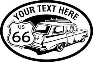 Custom pewter or zinc Crest - customized and personalized your way - Car designs - US route 66 - vintage cars - classic cars - corvette - sports car - your text, route 66, route sixty six, route sixty-six, historic highway, historic road, mother road, transportation