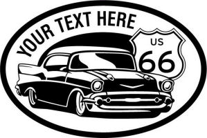 Custom pewter or zinc Crest - customized and personalized your way - Car designs - US route 66 - vintage cars - classic cars - coupe - your text, route 66, route sixty six, route sixty-six, historic highway, historic road, mother road, transportation