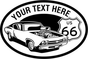 Custom pewter or zinc Crest - customized and personalized your way - Car designs - US route 66 - vintage cars - classic cars - sports car - hot rod - your text, route 66, route sixty six, route sixty-six, historic highway, historic road, mother road