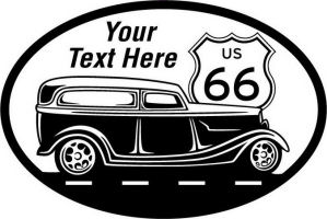 Custom pewter or zinc Crest - customized and personalized your way - Car designs - US route 66 - vintage cars - classic cars - roadster - your text, route 66, route sixty six, route sixty-six, historic highway, historic road, mother road, transportation