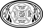 Fireman, Maltese Cross  Hose, Black Flames, Ladder, Fire Hydrant